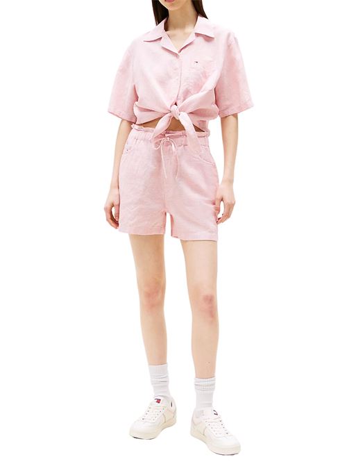 Camicetta donna rosa misto lino Tommy Jeans | DW0DW20286TH3